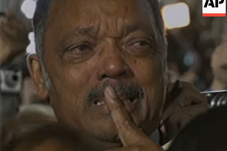 Jesse Jackson cries at Barack Obama's victory speech on November 4, 2008